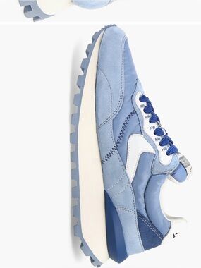 Women's Light Blue Suede & Nylon Retro Runner Sneakers